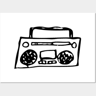 Boombox Doodle Black Posters and Art